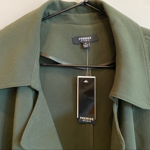 PREMISE STUDIO Camo Green Open Front Cropped Fashion Jacket - Picture 9 of 9